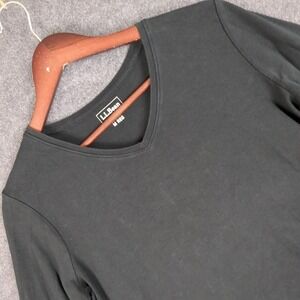 L.L. Bean Black V Neck 3/4 Sleeve T Shirt Top Womens M Regular